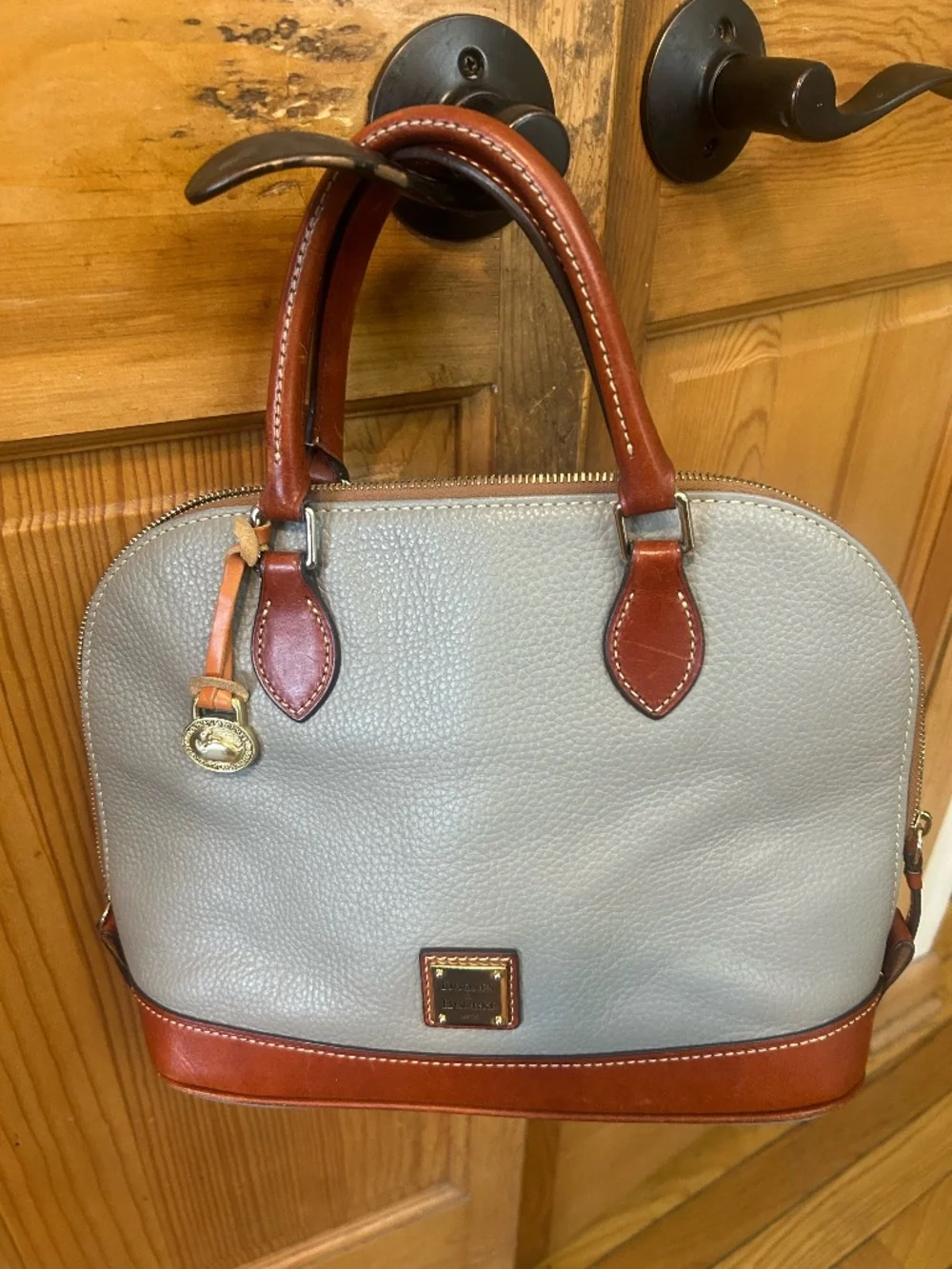 Dooney & Bourke Pebble Leather Taupe Handbag - Picture 1 of 6